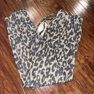 Mocean Gray and Tan Leopard Print Joggers Lounge Pants Small